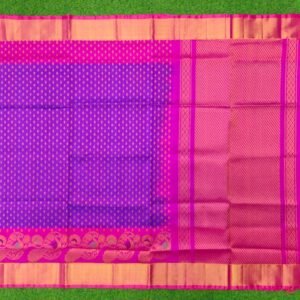 Home uppada pattu silk saree with skut border & small zari bhutas | rich contrast pallu | elegant handloom saree | green saree with blue blouse