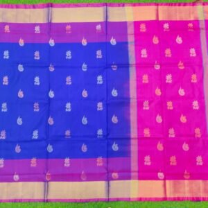 Home uppada pattu silk saree with all over bhutas | simple pallu | classic handloom saree | pink purple saree with plain contrast blouse