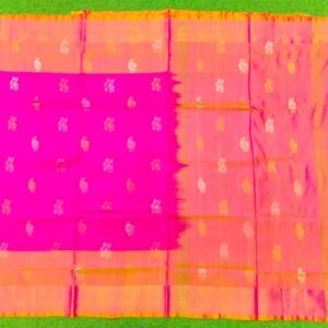 Home uppada pattu silk saree with bhutas | simple pallu | classic handloom saree | pink purple saree with plain contrast blouse